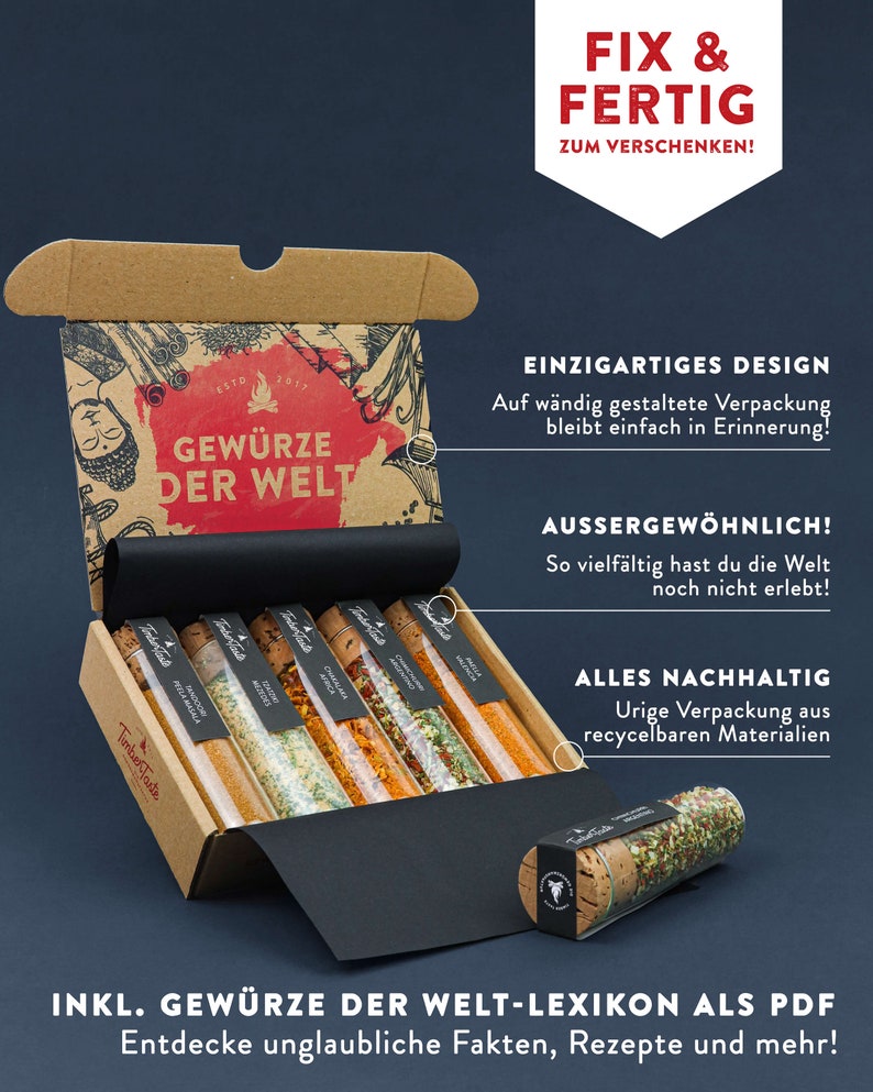 Gewürze der Welt & Salz Geschenk-Set, 10 Spezialitäten aus aller Welt, perfektes Geschenkset für Hobbyköche Bild 4