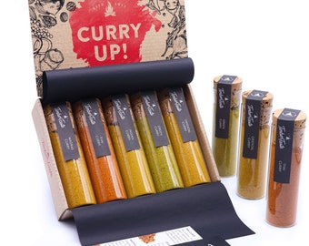 Ensemble d'épices indiennes comprenant du Garam Masala | 5x mélange d'épices pour curry | Coffret cadeau pour la cuisine aux épices orientales