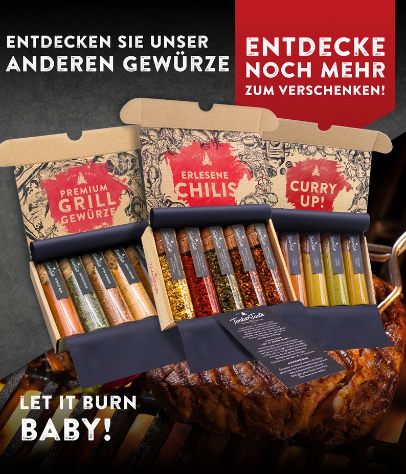 Chili & Grillgewürze Geschenkset Männer 10er Kombi-Set 5 erlesene Grill Gewürze 5 scharfe Chili Gewürze Set Bild 9