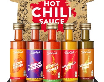 Chili Sauce Gift Set [5 x 40 ml] | Exotic Hot Sauce Chili Set | Hot sauce gift set
