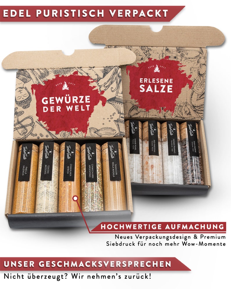 Gewürze der Welt & Salz Geschenk-Set, 10 Spezialitäten aus aller Welt, perfektes Geschenkset für Hobbyköche Bild 2