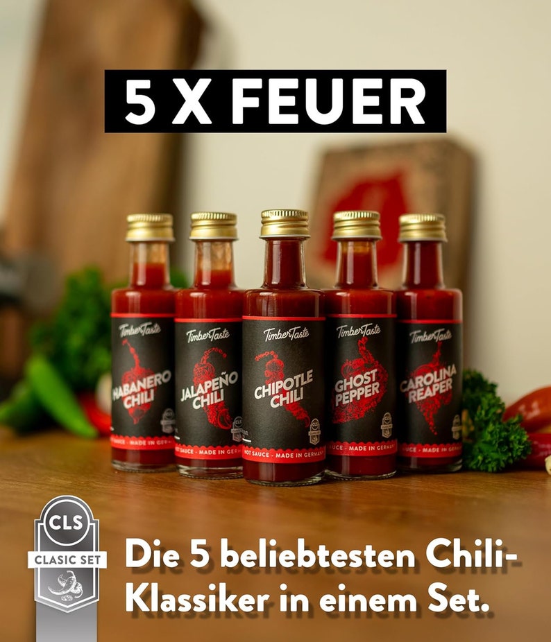 Chili Sauce Geschenkset 5 x 40 ml Hot Sauce Chili Set Scharfe Soßen Geschenk Set Bild 4