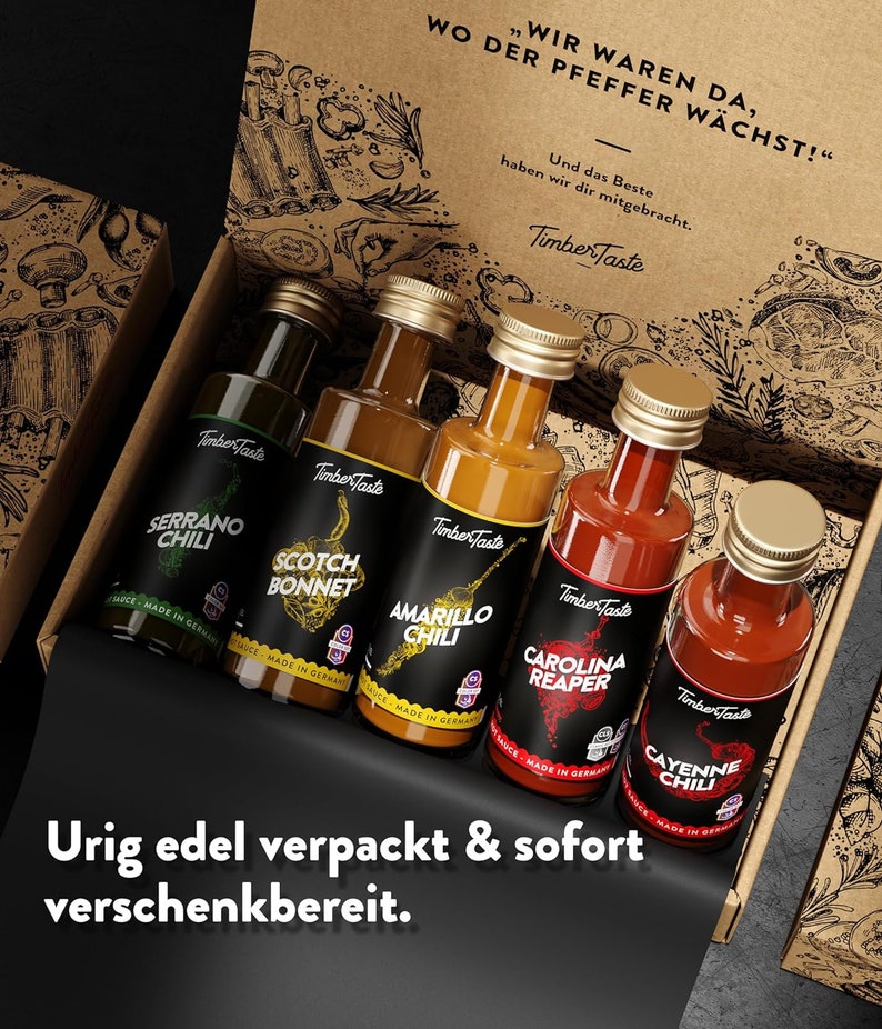 Chili Sauce Geschenkset 5 x 40ml Offroad Hot Sauce Chili Set Scharfe Soßen Geschenk Set Bild 5