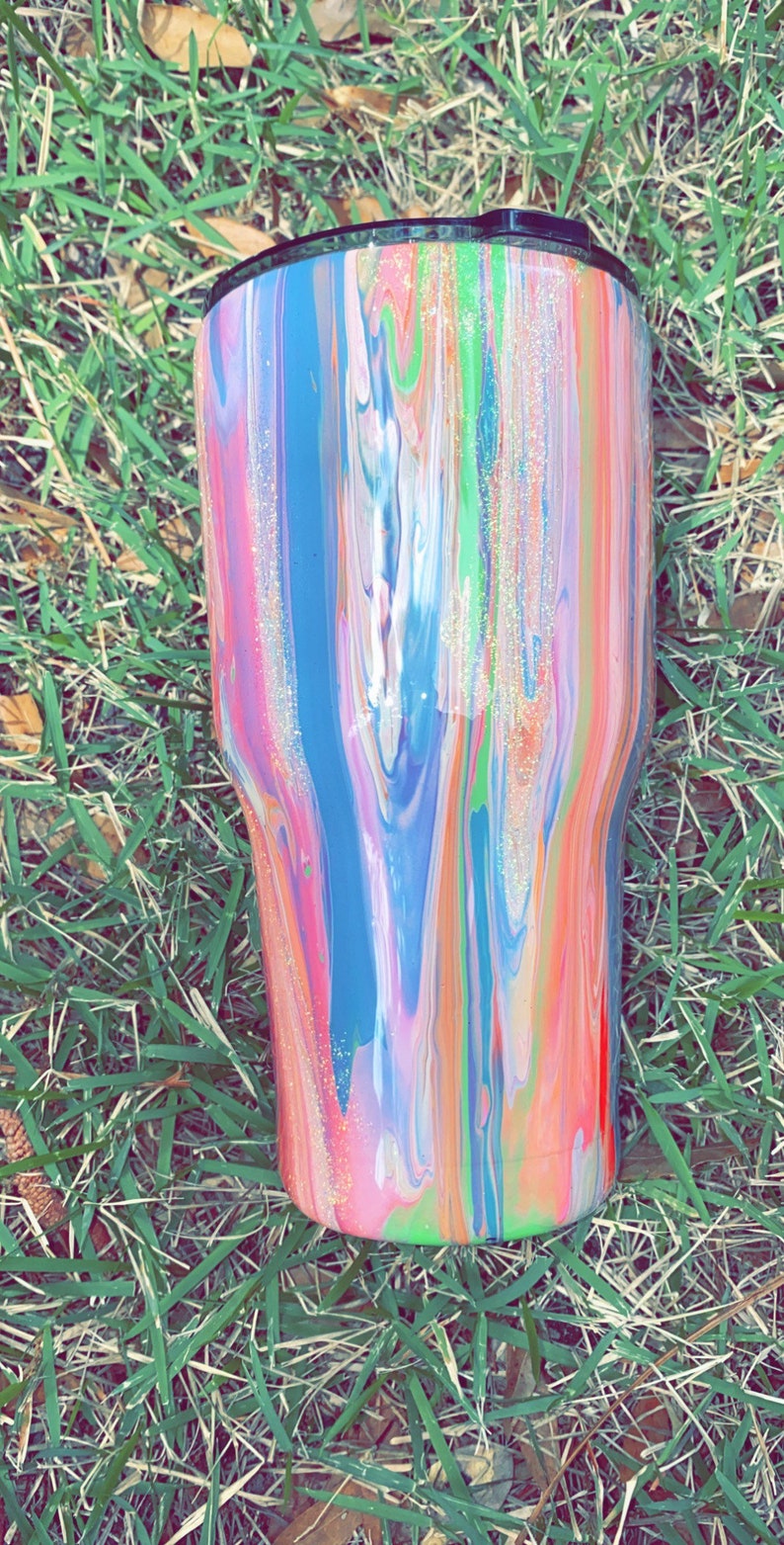 Custom Dirty Pour Acrylic Painted Tumbler Etsy