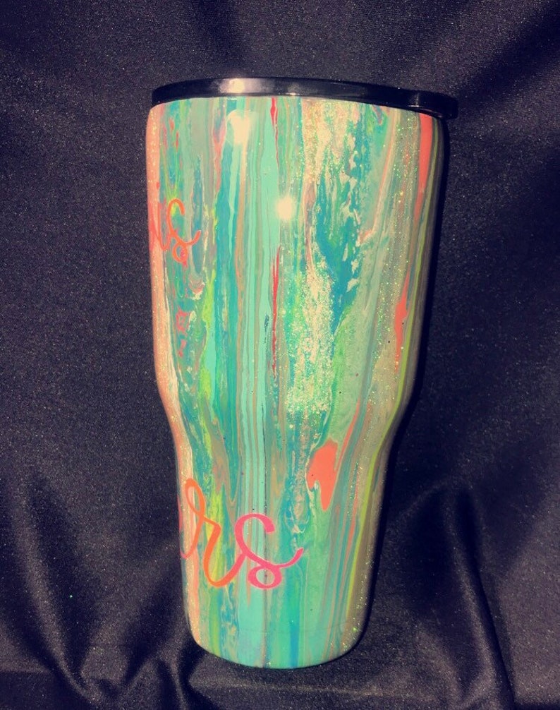 Custom Dirty Pour Acrylic Painted Tumbler Etsy