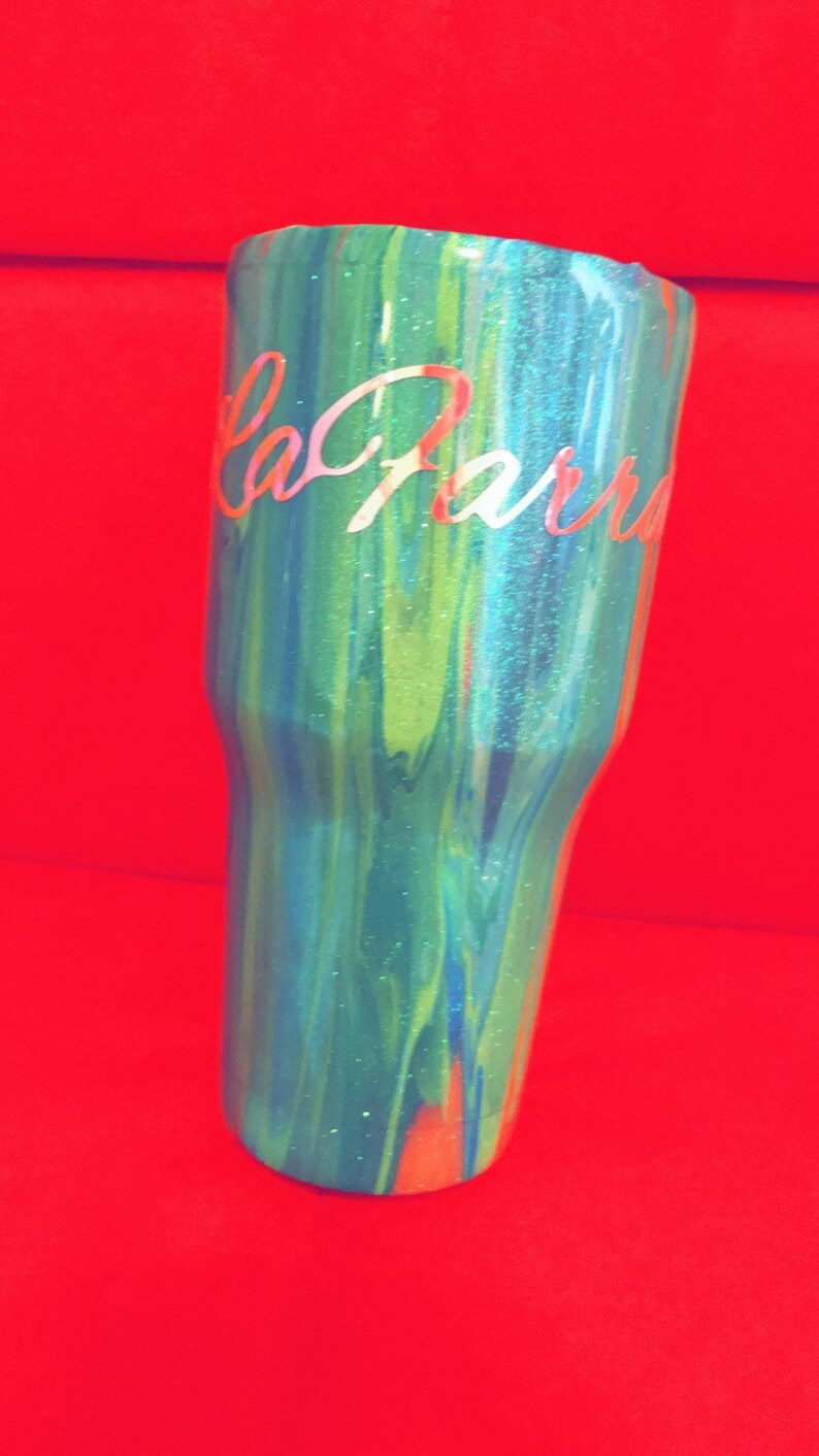 Custom Dirty Pour Acrylic Painted Tumbler Etsy