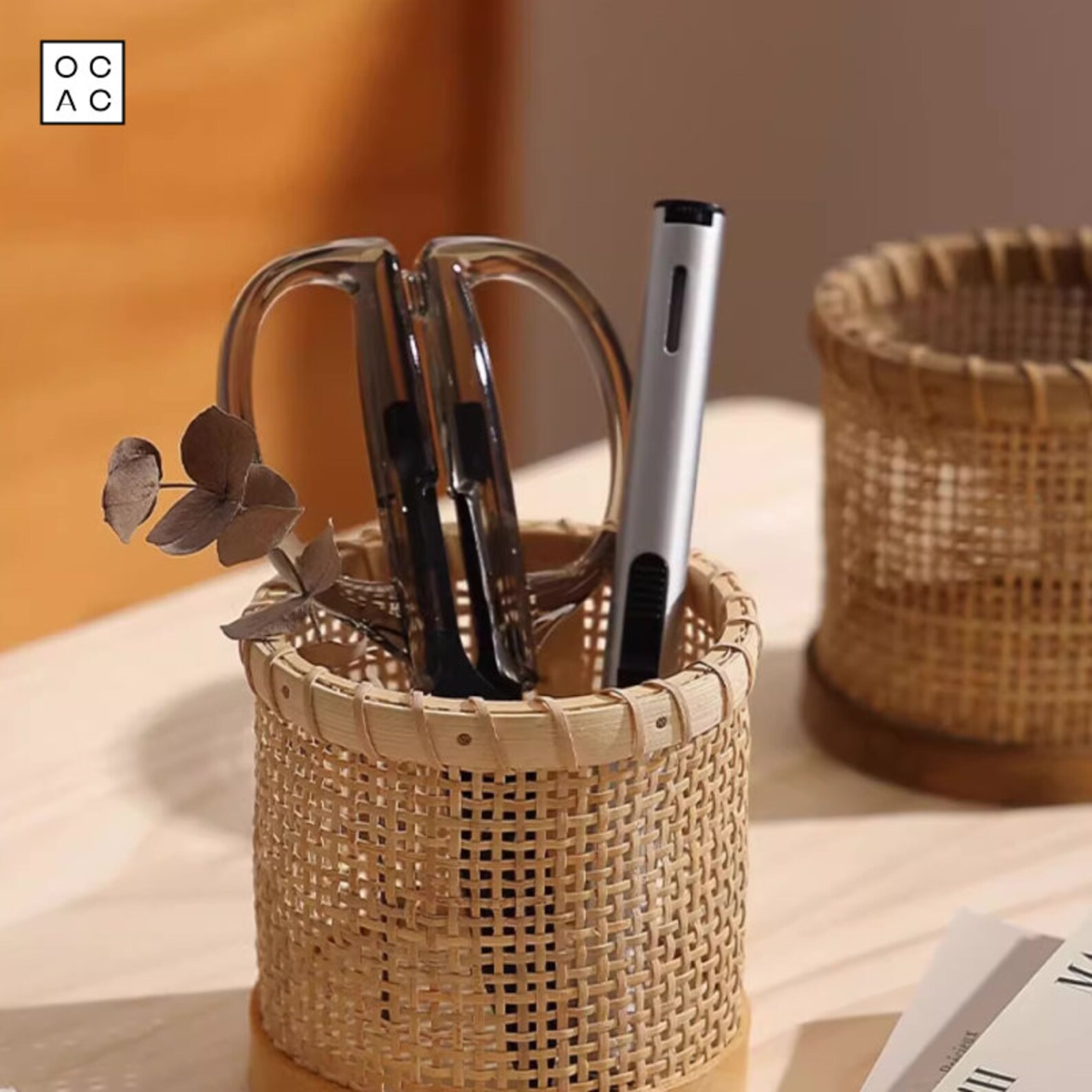 Handmade Bamboo Pen Container, Woven Pencil Holder, Japandi Container ...