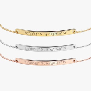 18K plated Personalized bracelet-Gift for Mom-Custom Coordinates Bracelet Engraved Bracelets For Women-Personalized bracelet image 2