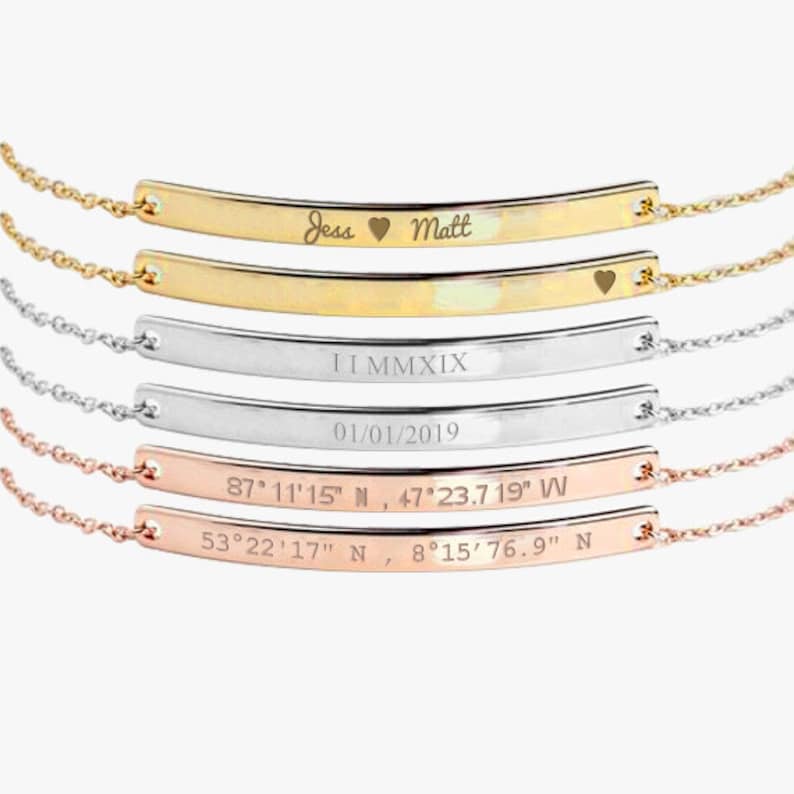 18K plated Personalized bracelet-Gift for Mom-Custom Coordinates Bracelet Engraved Bracelets For Women-Personalized bracelet image 7