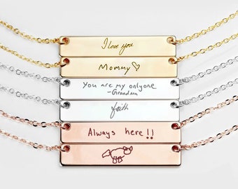 18k plated Handwriting Necklace mothers Day Gift Custom Handwriting Jewelry Gifts for Friends Signature Necklace Mom for Kids Teacher Gift