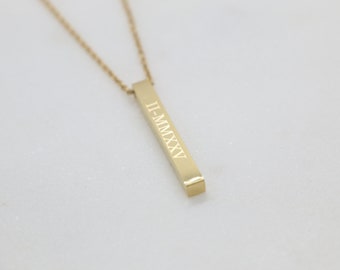 18k Plated Personalized Bar Necklace Custom Name Graduation gift Women Name Necklace Name Plate Necklace Initial Necklace Gold Bar Necklace