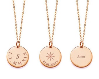 Personalized coin Necklace Custom Name Graduation gift Women Name Necklace Name Plate Necklace Initial Necklace Gold coin Necklace