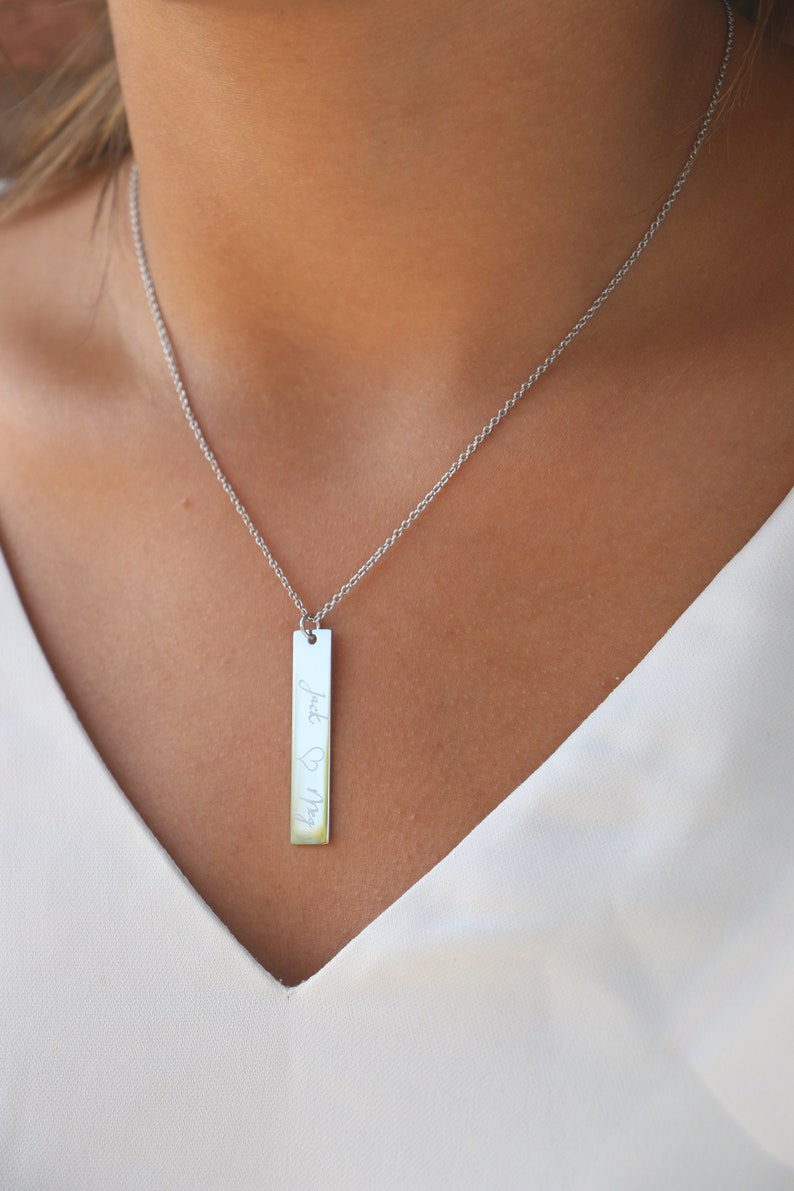 18k Plated Personalized Bar Necklace Custom Name Graduation gift Women Name Necklace Name Plate Necklace Initial Necklace Gold Bar Necklace