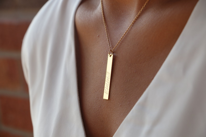 18k Plated Personalized Bar Necklace Custom Name Graduation gift Women Name Necklace Name Plate Necklace Initial Necklace Gold Bar Necklace