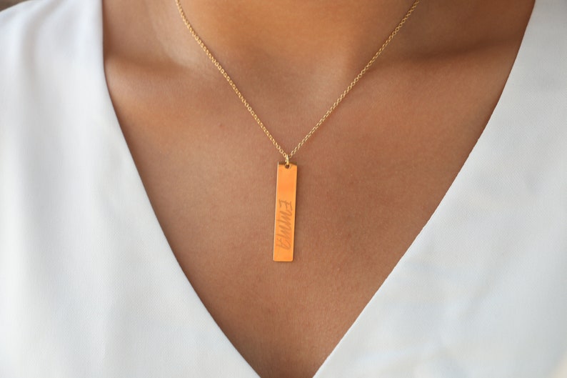 18k Plated Personalized Bar Necklace Custom Name Graduation gift Women Name Necklace Name Plate Necklace Initial Necklace Gold Bar Necklace