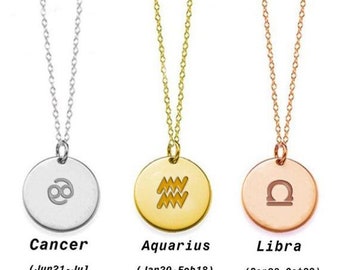 Zodiac Necklace-Horoscope Necklace-Astrology Necklace-Zodiac Sign-Zodiac jewelry- Aries- Leo-Sagittarius-Taurus-Virgo