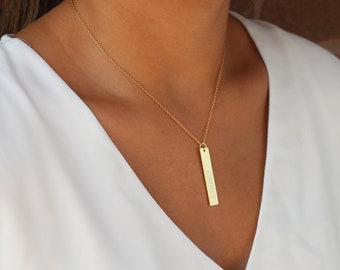 18k Plated Personalized Bar Necklace Custom Name Graduation gift Women Name Necklace Name Plate Necklace Initial Necklace Gold Bar Necklace