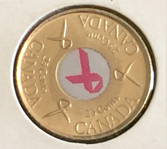 06 P Canadian 25 Cent Pink Ribbon Breast Cancer Quarter Coin Etsy