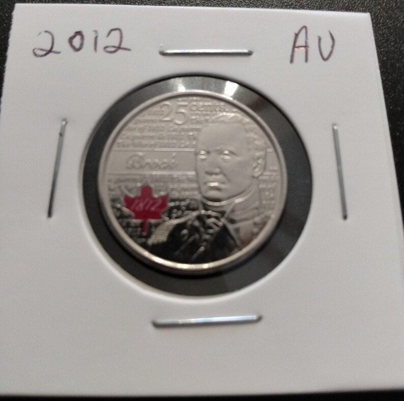 2012 Canada 25 Cent Brock Quarter Major General Canadian Quarter coloured coin Au or Uncirculated condition Free Shipping to Canada and USA