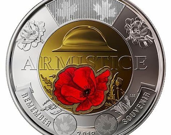 2018 Canada 2 Dollar Armistice 100TH anniv remembrance POPPY Coloured Bu Uncirculated canada toonie coin Canada coins Canadian