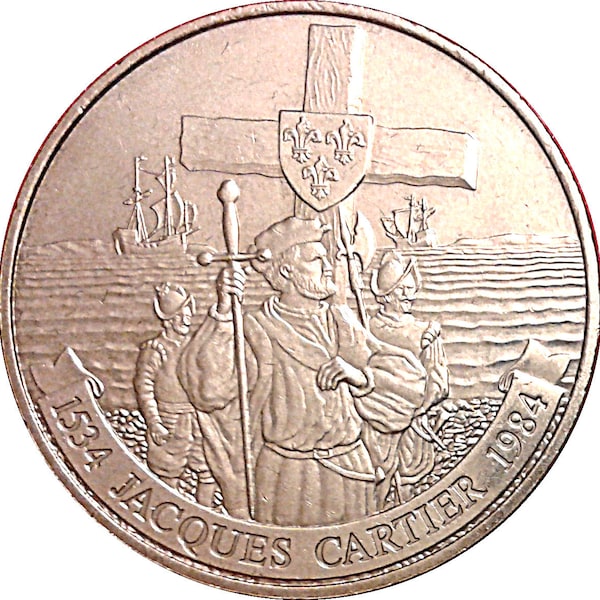 1984 (1534) Canadian 1 Dollar Jacques Cartier 450th Anniversary Dollar Coin almost uncirculated Canada coins one dollar coin Canada