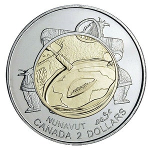 1999 Canada 2 Dollar Nunavut Commemorative 2 dollar Toonie coin circulated Canada coins Canadian coins