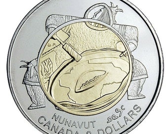 1999 Canada 2 Dollar Nunavut Commemorative 2 dollar Toonie coin circulated Canada coins Canadian coins