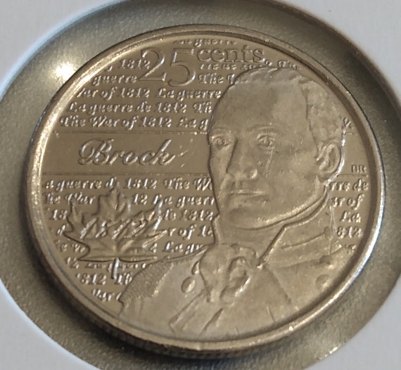 2012 Canada 25 Cent Brock Quarter Major General Canadian Quarter coloured coin Au or Uncirculated condition Free Shipping to Canada and USA