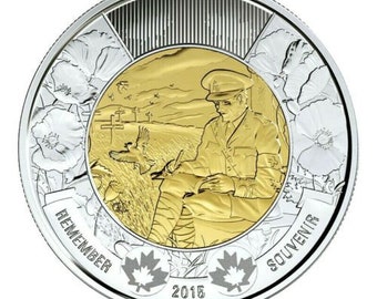 2015 Canada 2 Dollar In Flanders Fields Remembrance Canada Toonie  Canada coins Canadian