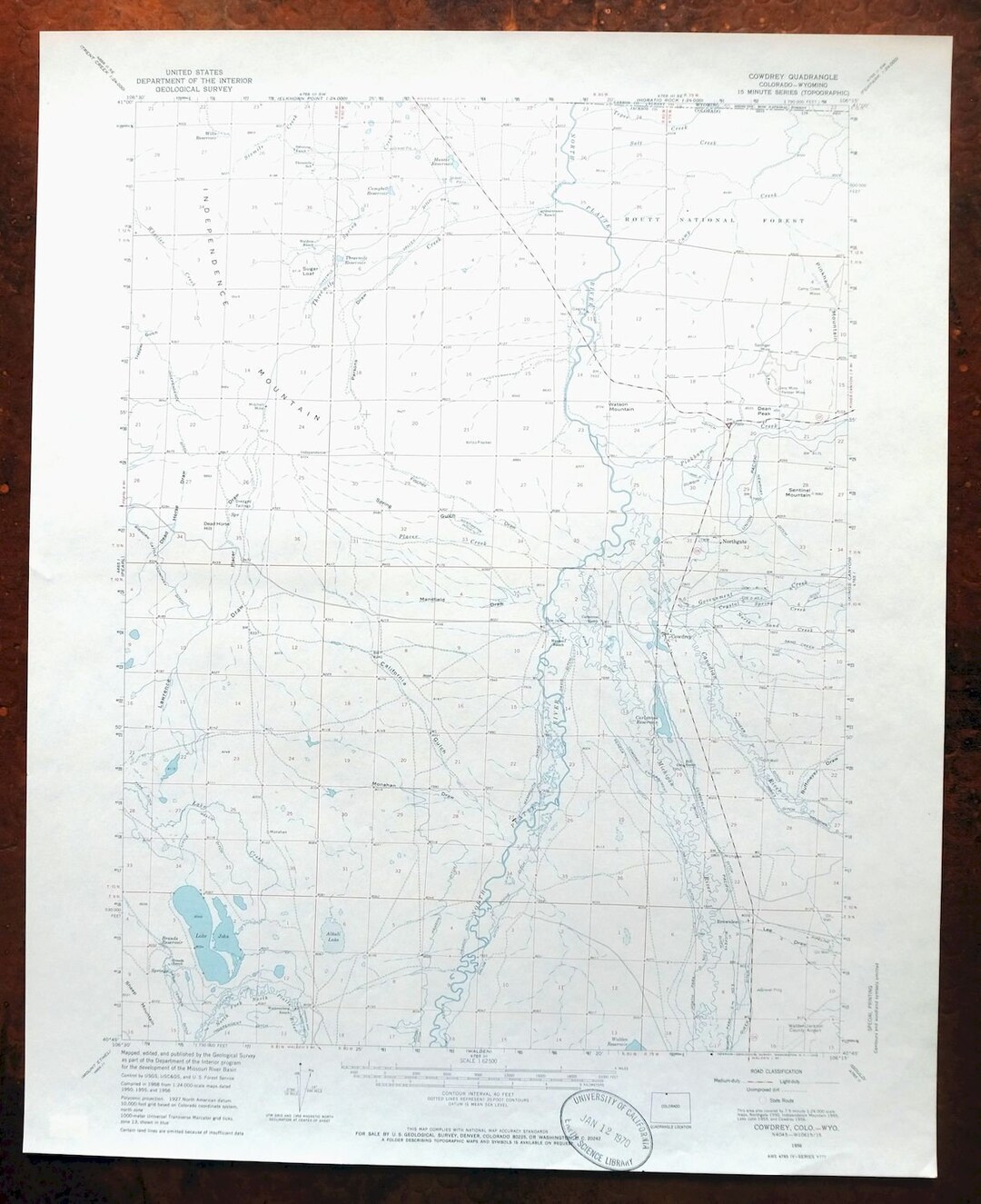 Cowdrey Colorado Wyoming Vintage Original USGS Topo Map 1956 Etsy
