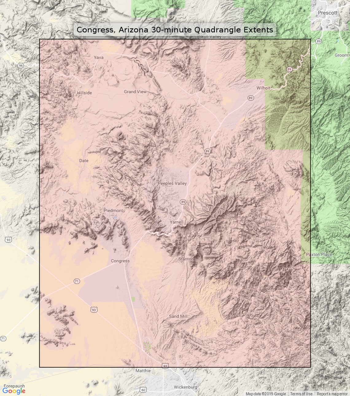 Congress Arizona Vintage Original USGS Topo Map 1904 Yarnell Etsy