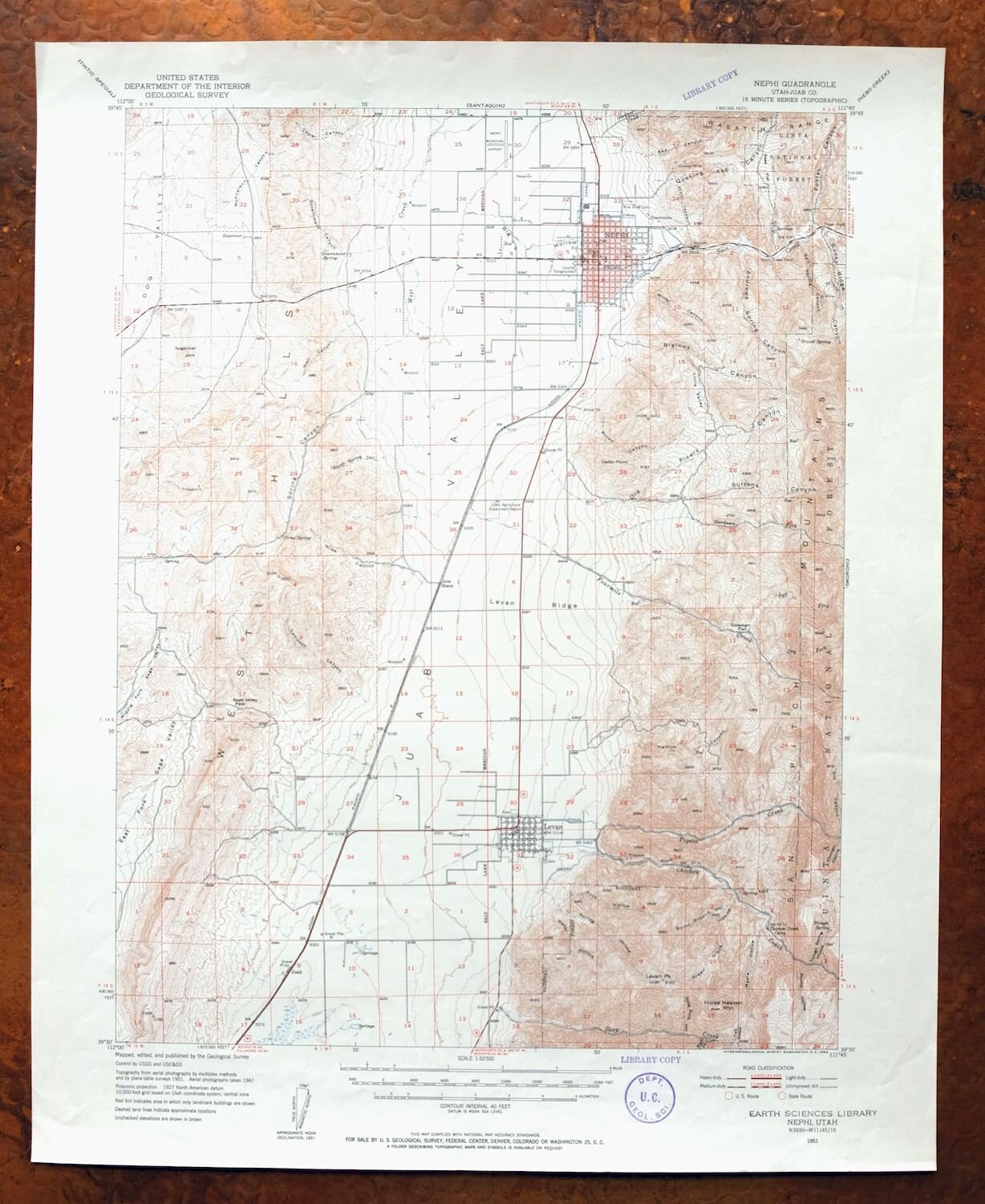Nephi Utah Vintage Original USGS Topo Map 1951 Levan 15minute Etsy.de