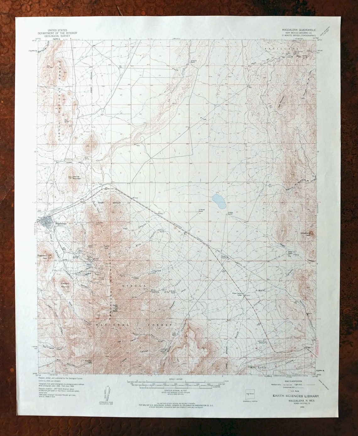 Magdalena New Mexico Vintage Original USGS Topo Map 1959 Etsy
