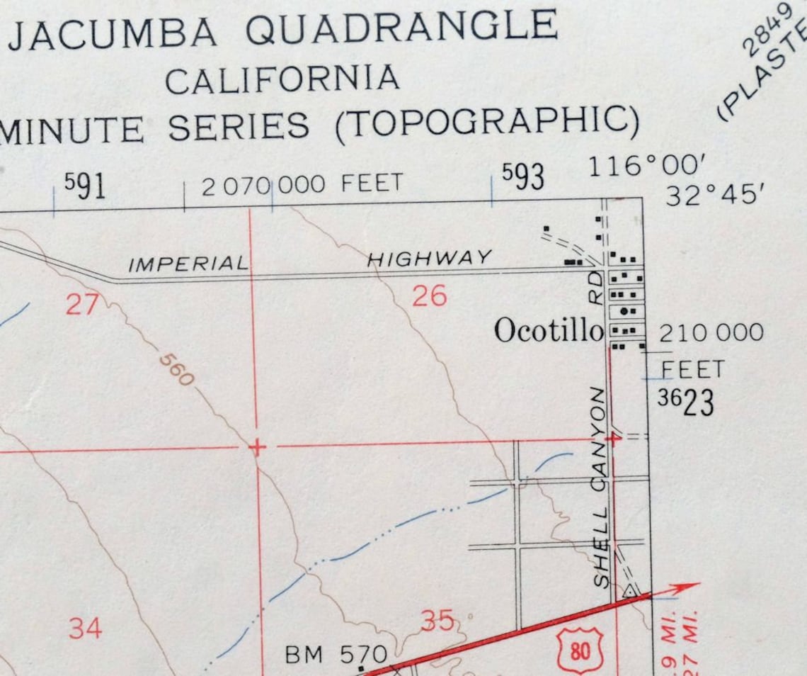 Jacumba Ocotillo California Vintage Original USGS Topo Map Etsy