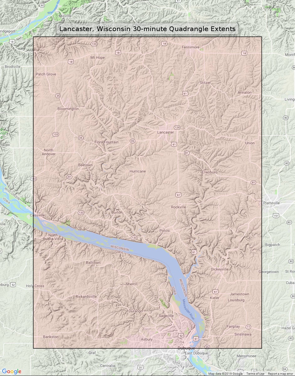 Lancaster Wisconsin Illinois Vintage Original USGS Topo Map Etsy