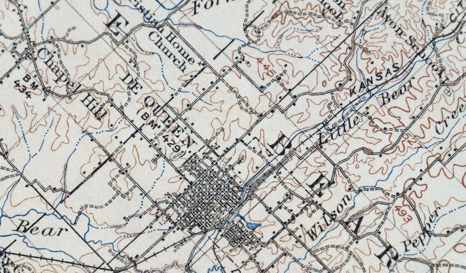 De Queen Arkansas Oklahoma Vintage Original USGS Topo Map 1913 | Etsy