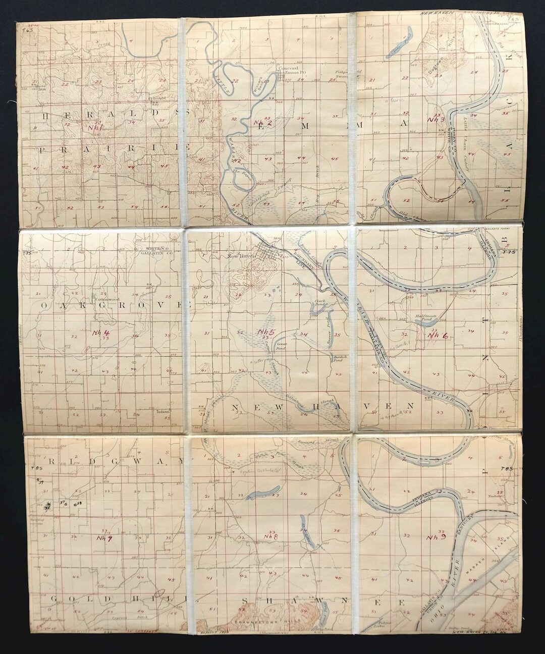 New Haven Illinois Indiana Historical Antique Original USGS Topo Map 1906 Ridgway 15minute