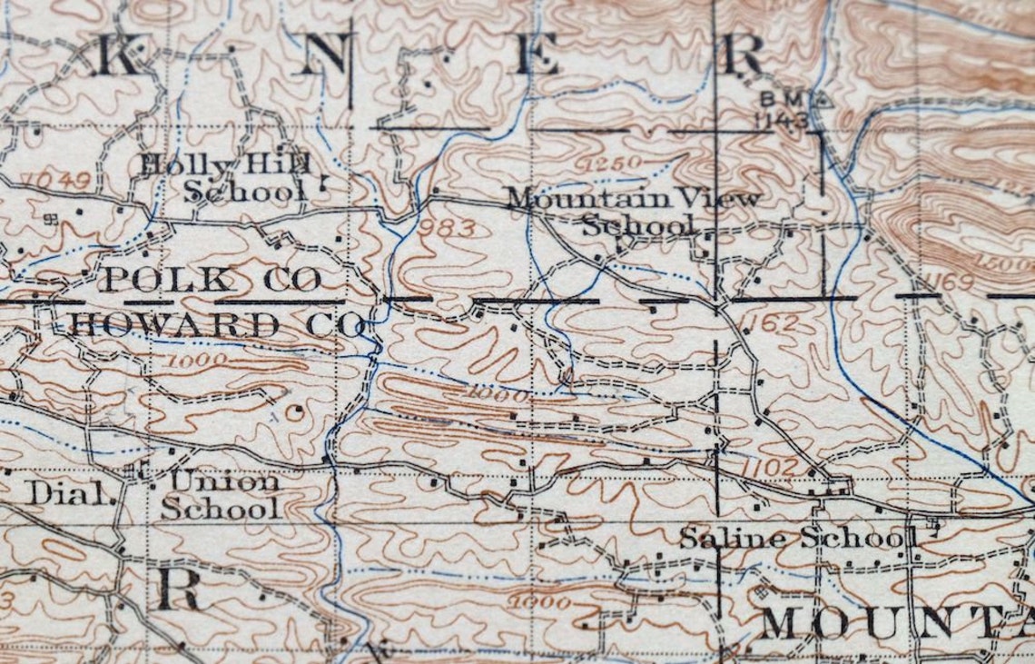 De Queen Arkansas Oklahoma Vintage Original USGS Topo Map 1913 | Etsy