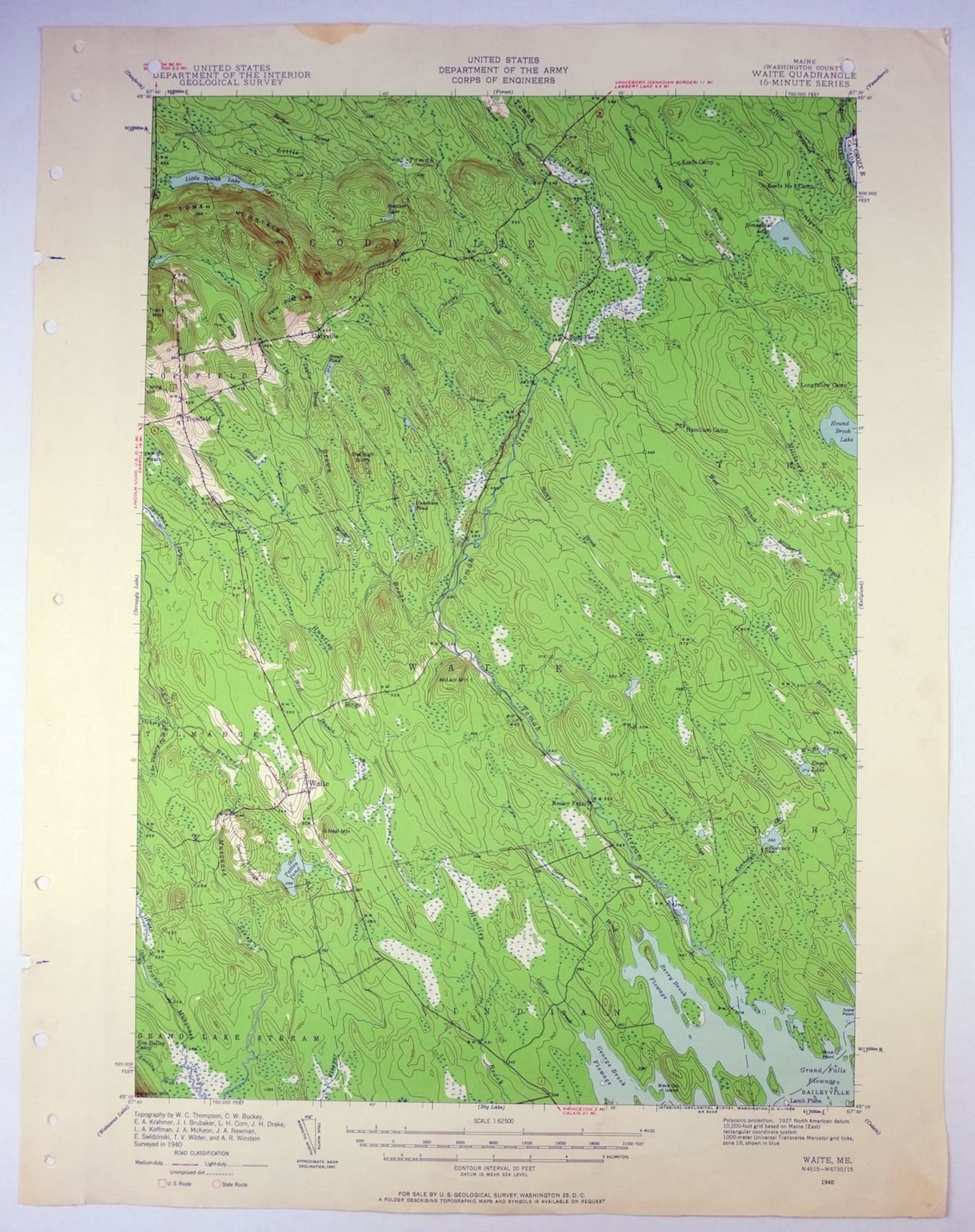 Waite Maine Vintage Original USGS Army Corp of Engineers Topo Etsy UK