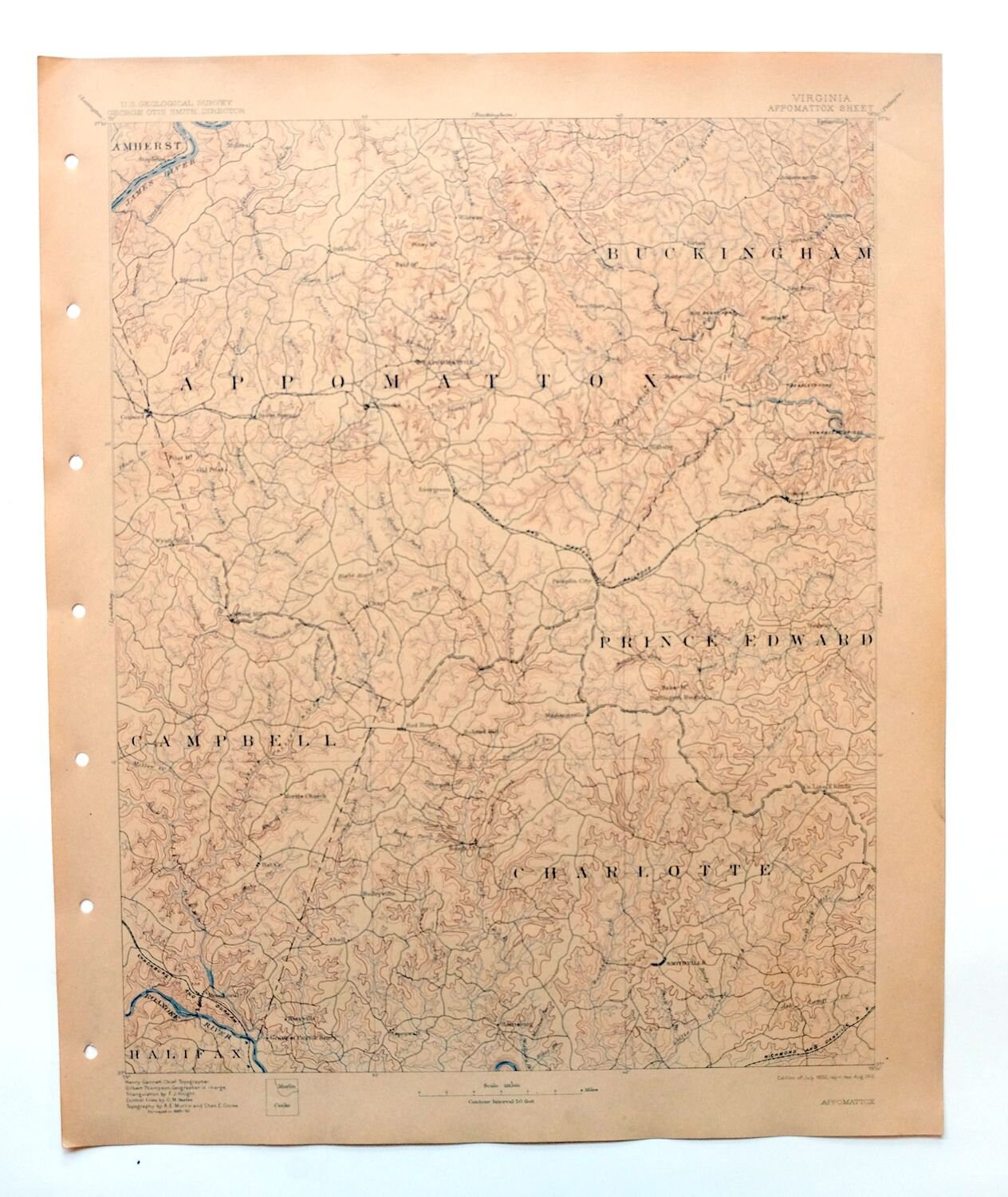 Appomattox Virginia Historical Antique Original USGS Topo Map Etsy
