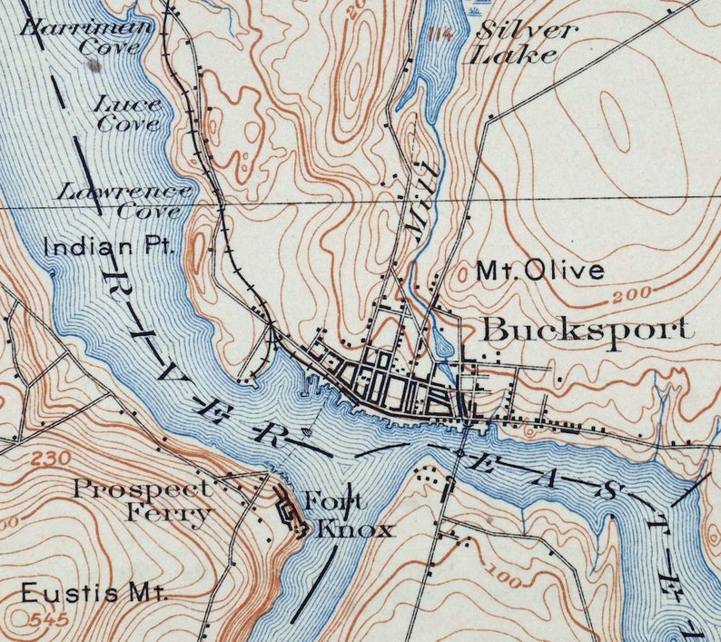 Bucksport Maine Historical Antique Original USGS Topo Map 1902 Etsy UK