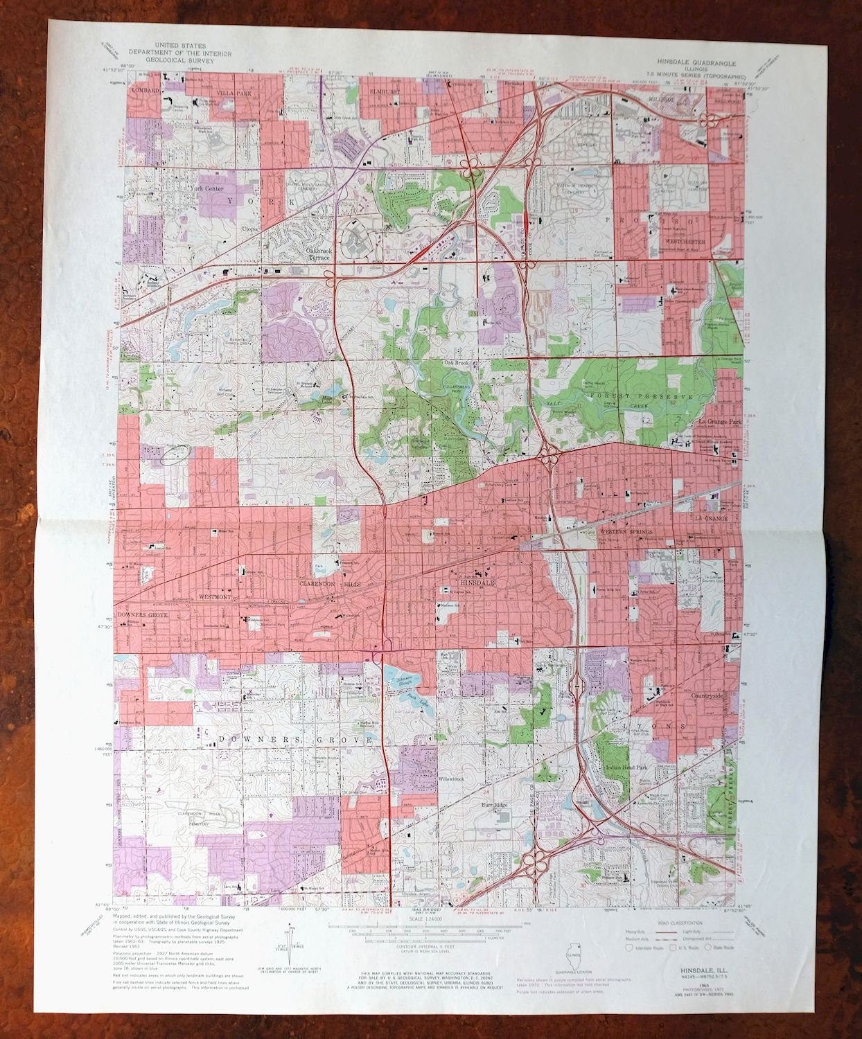 Hinsdale Illinois Vintage Original USGS Topographic Map 1972  Etsy