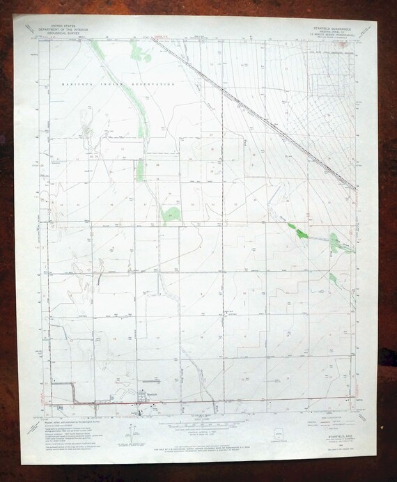 Stanfield Arizona Vintage Original USGS Topo Map 1965 Etsy