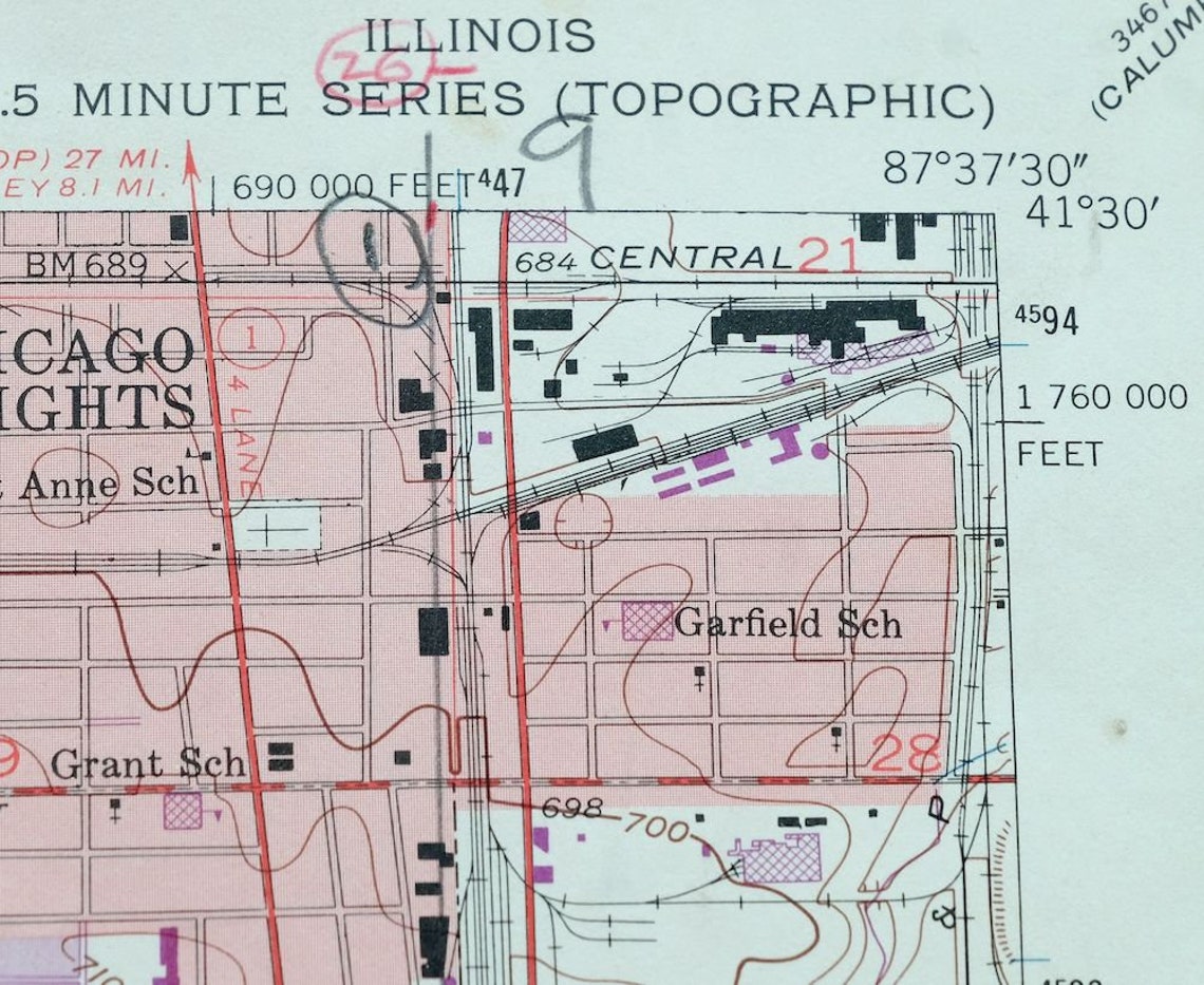 Steger Illinois Vintage Original USGS Topo Map 1973 Chicago Etsy