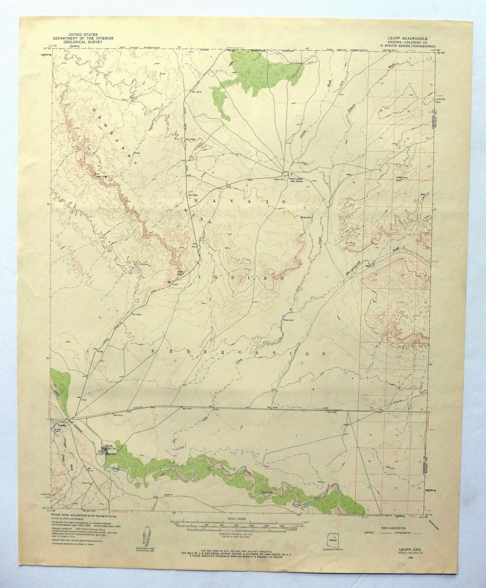 Leupp Arizona Vintage Original USGS Topo Map 1955 15minute Etsy