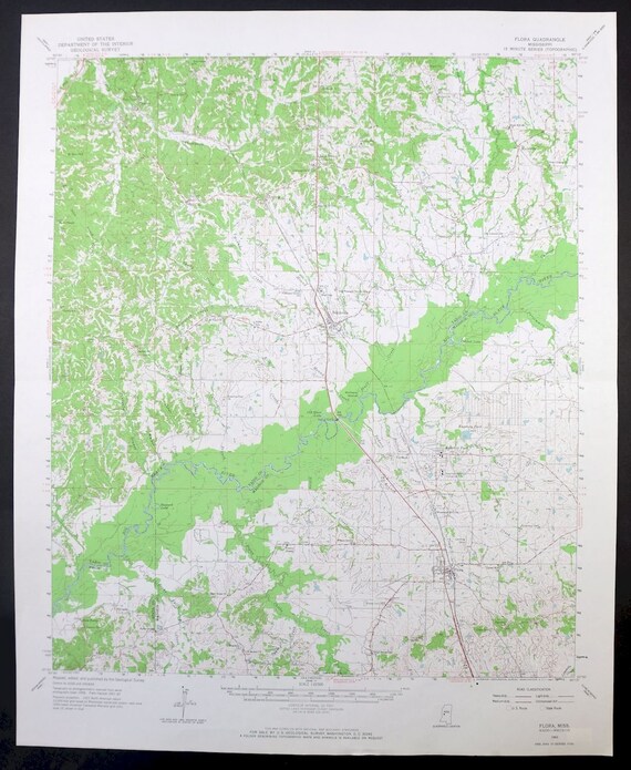 Flora Mississippi Vintage Original USGS Topo Map 1962 Bentonia Etsy