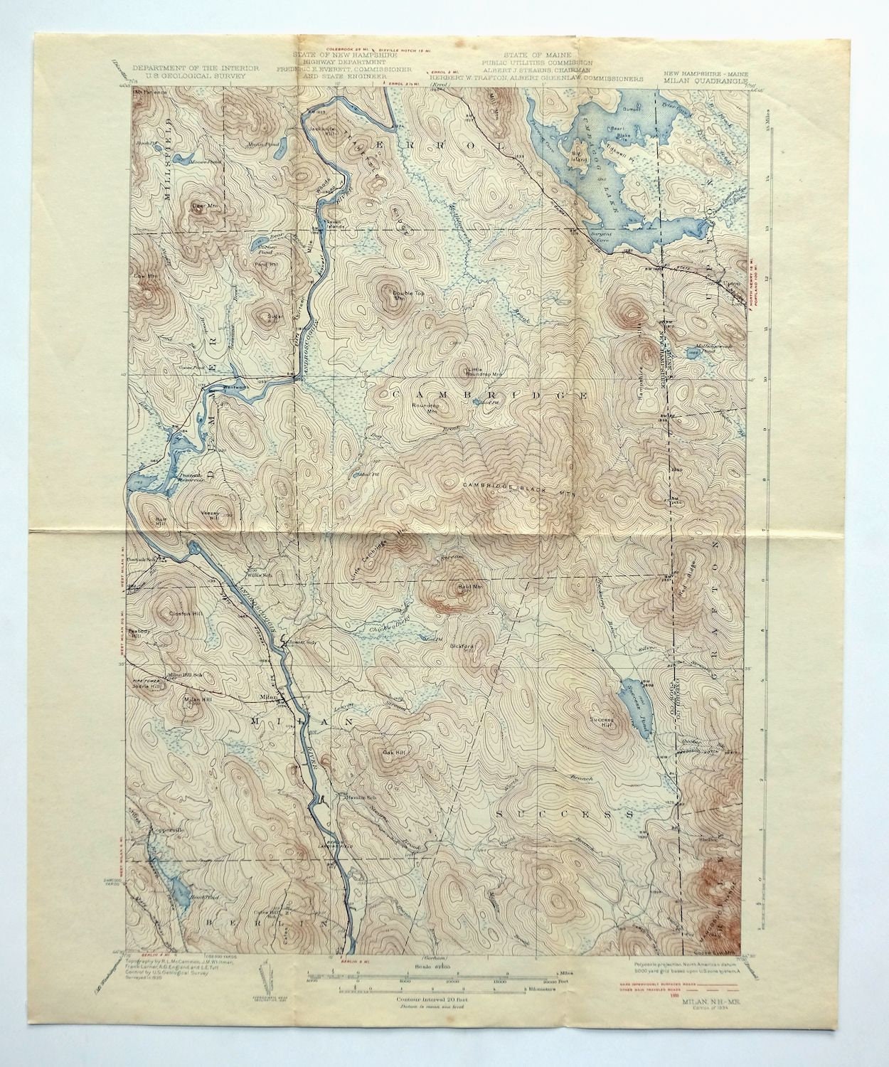 1934 Milan New Hampshire Maine Vintage Original USGS Etsy