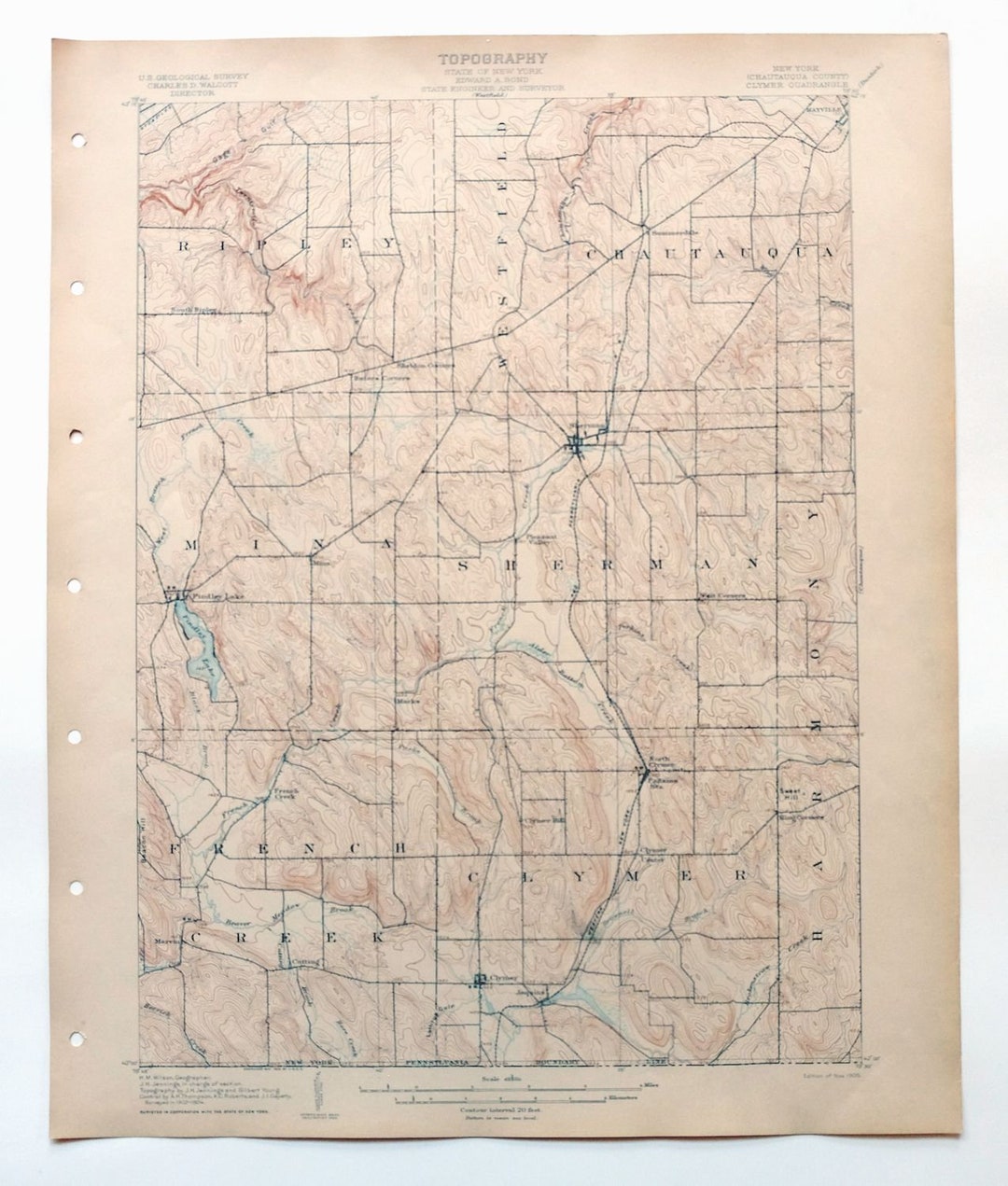 1905 Clymer New York Historical Rare Antique Original USGS Etsy