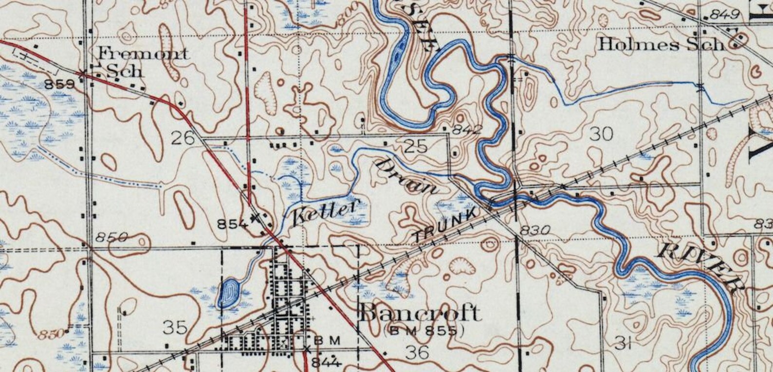 1929 Corunna Michigan Vintage Original USGS Topo Map Owosso 15minute