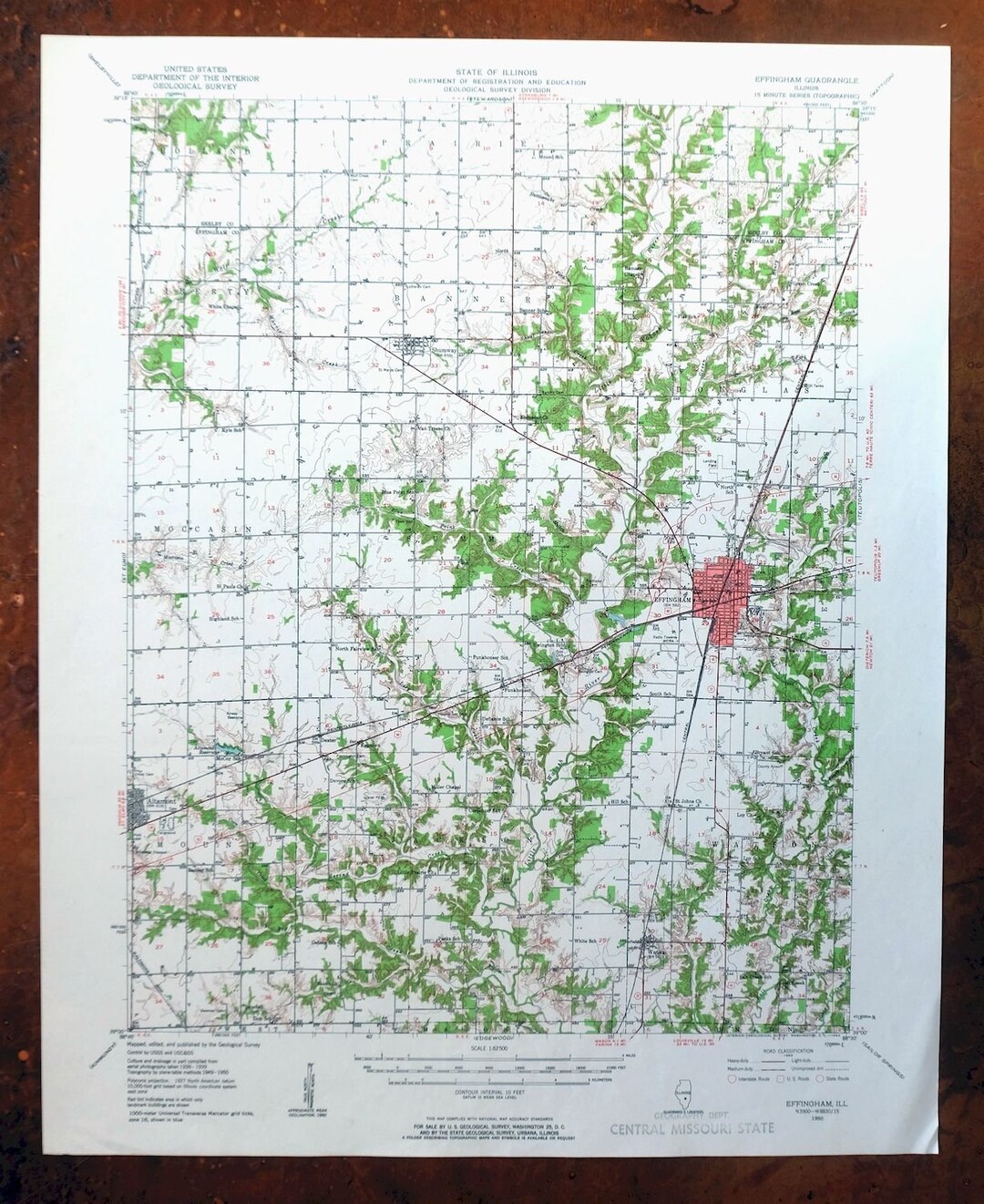 Effingham Altamont Shumway Illinois Vintage Original USGS Topo - Etsy